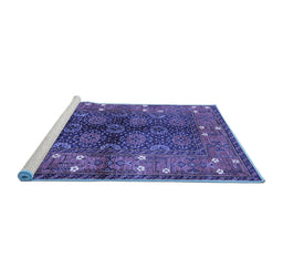 Sideview of Machine Washable Oriental Blue Industrial Rug, wshurb1368blu