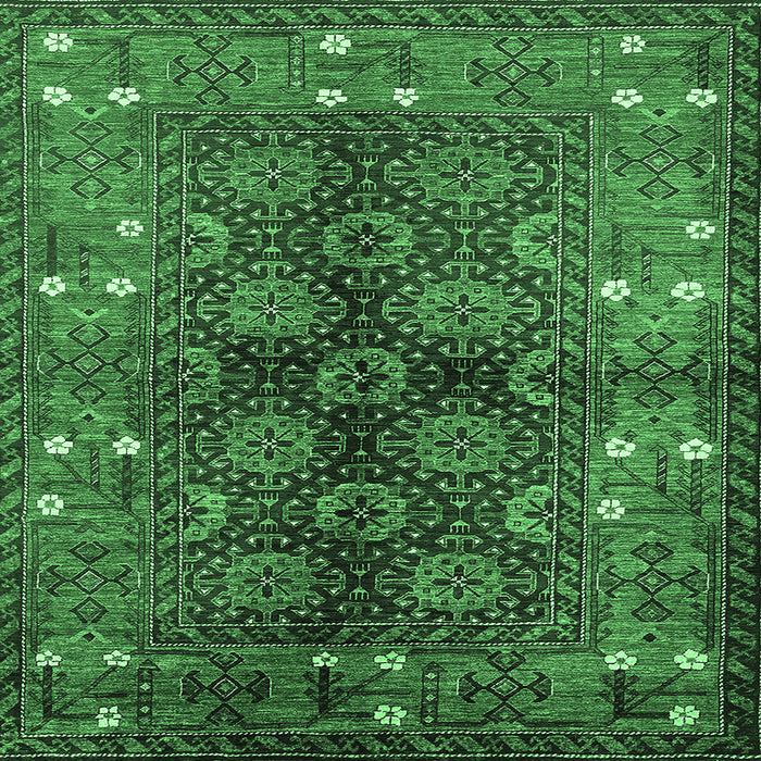 Square Oriental Emerald Green Industrial Rug, urb1368emgrn