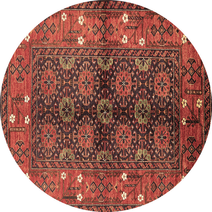 Round Oriental Brown Industrial Rug, urb1368brn