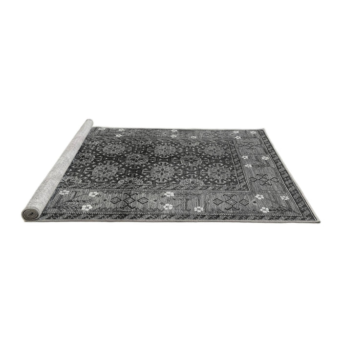 Sideview of Machine Washable Oriental Gray Industrial Rug, wshurb1368gry