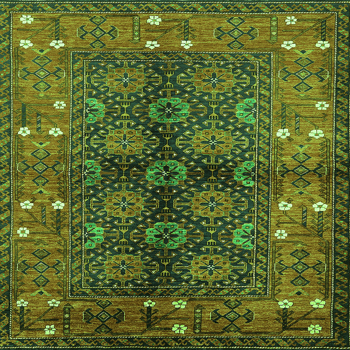 Square Oriental Green Industrial Rug, urb1368grn
