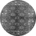 Round Oriental Gray Industrial Rug, urb1368gry