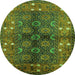 Round Oriental Green Industrial Rug, urb1368grn