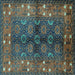 Square Oriental Turquoise Industrial Rug, urb1368turq