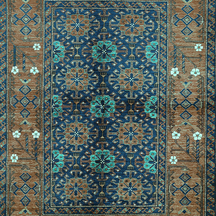 Machine Washable Oriental Turquoise Industrial Area Rugs, wshurb1368turq