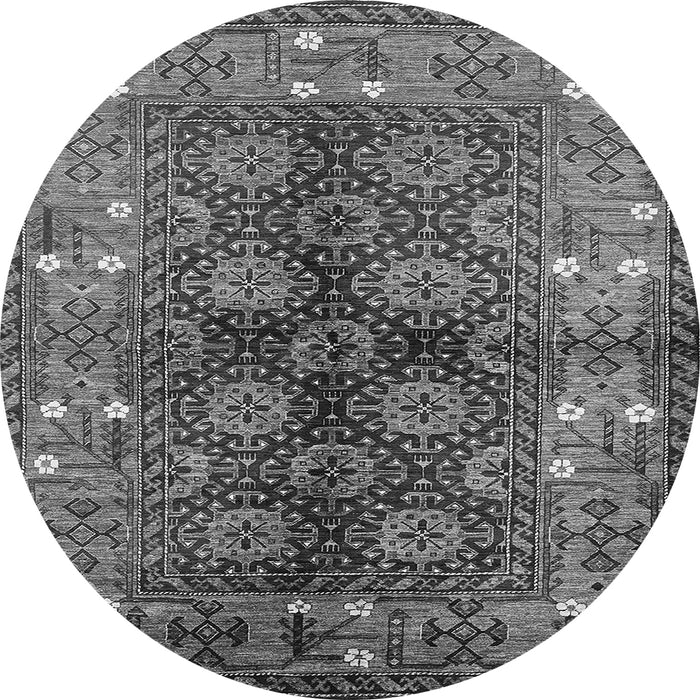 Round Machine Washable Oriental Gray Industrial Rug, wshurb1368gry