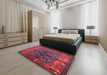 Machine Washable Industrial Modern Red Rug in a Bedroom, wshurb1368