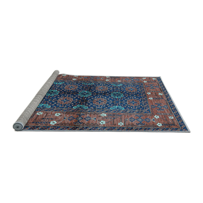 Sideview of Machine Washable Oriental Light Blue Industrial Rug, wshurb1368lblu