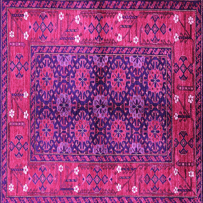 Square Machine Washable Oriental Pink Industrial Rug, wshurb1368pnk