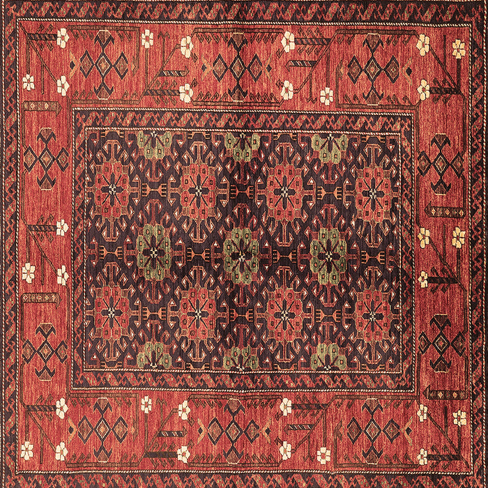 Square Machine Washable Oriental Brown Industrial Rug, wshurb1368brn