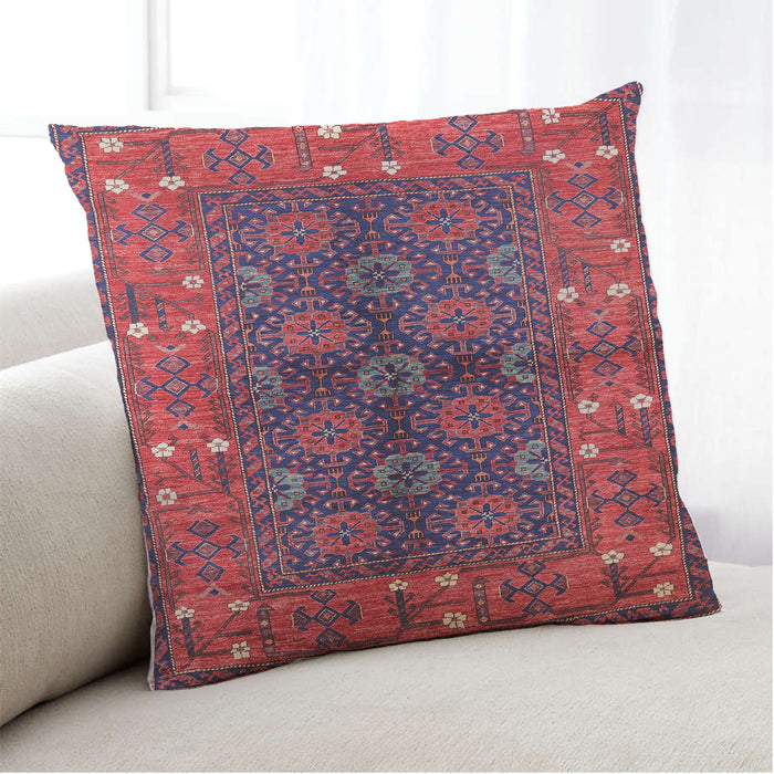 Lifestyle Image of Mid-Century Modern Urban Square Red Throw Pillow, 18 inch by 18 inch, pwurb1368