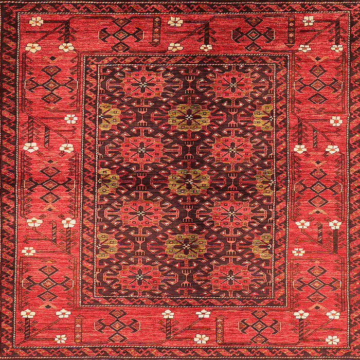 Square Machine Washable Oriental Orange Industrial Area Rugs, wshurb1368org