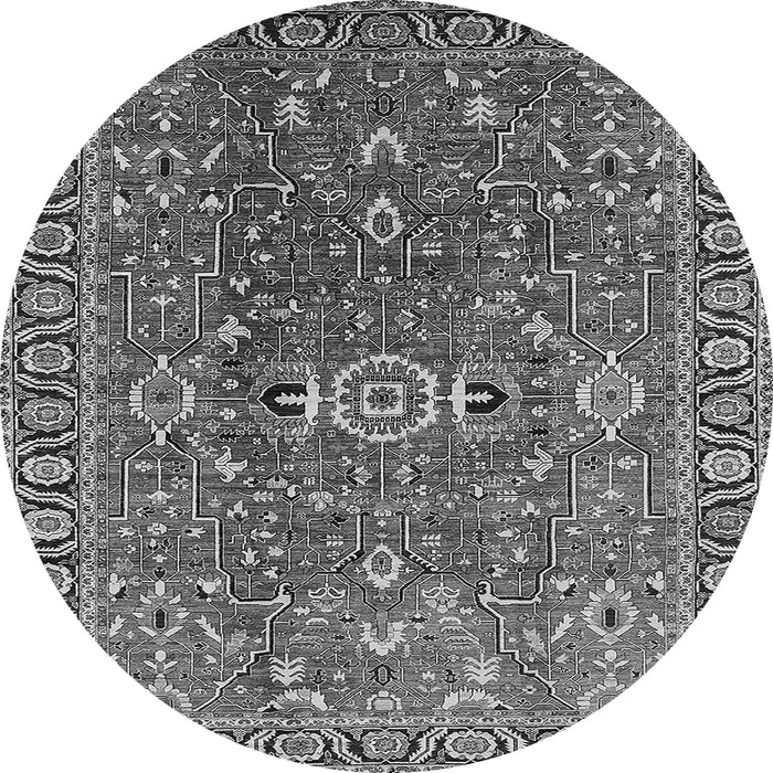 Round Oriental Gray Traditional Rug, urb1369gry