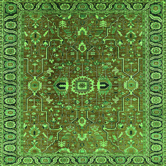 Square Oriental Green Traditional Rug, urb1369grn