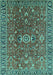 Machine Washable Oriental Turquoise Traditional Area Rugs, wshurb1369turq