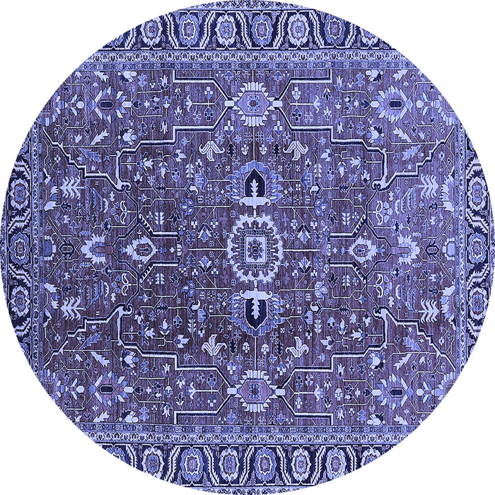 Round Oriental Blue Traditional Rug, urb1369blu