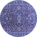 Round Oriental Blue Traditional Rug, urb1369blu