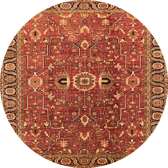 Round Oriental Orange Traditional Rug, urb1369org