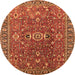 Round Oriental Orange Traditional Rug, urb1369org