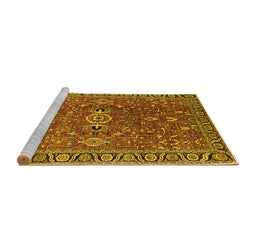 Sideview of Machine Washable Oriental Yellow Traditional Rug, wshurb1369yw