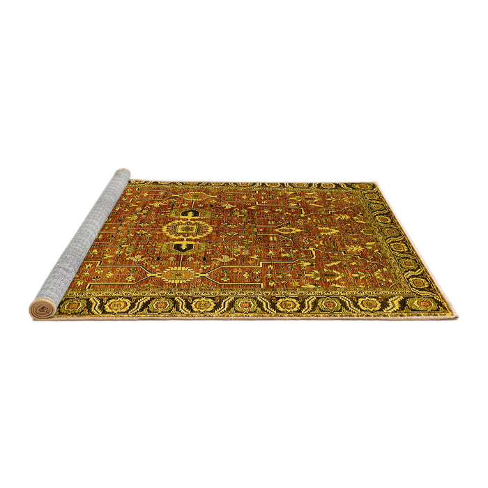 Sideview of Machine Washable Oriental Yellow Traditional Rug, wshurb1369yw