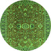 Round Oriental Green Traditional Rug, urb1369grn