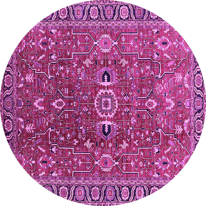 Round Oriental Pink Traditional Rug, urb1369pnk