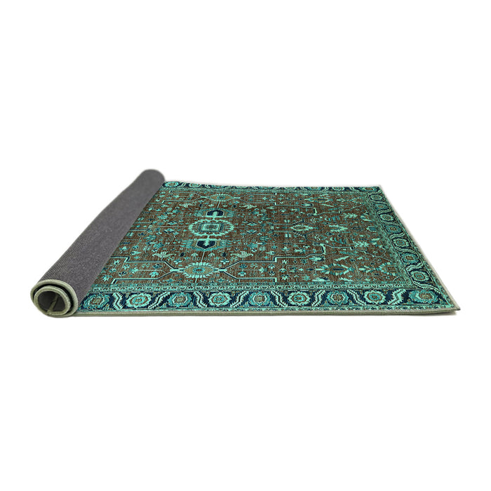 Sideview of Oriental Turquoise Traditional Rug, urb1369turq