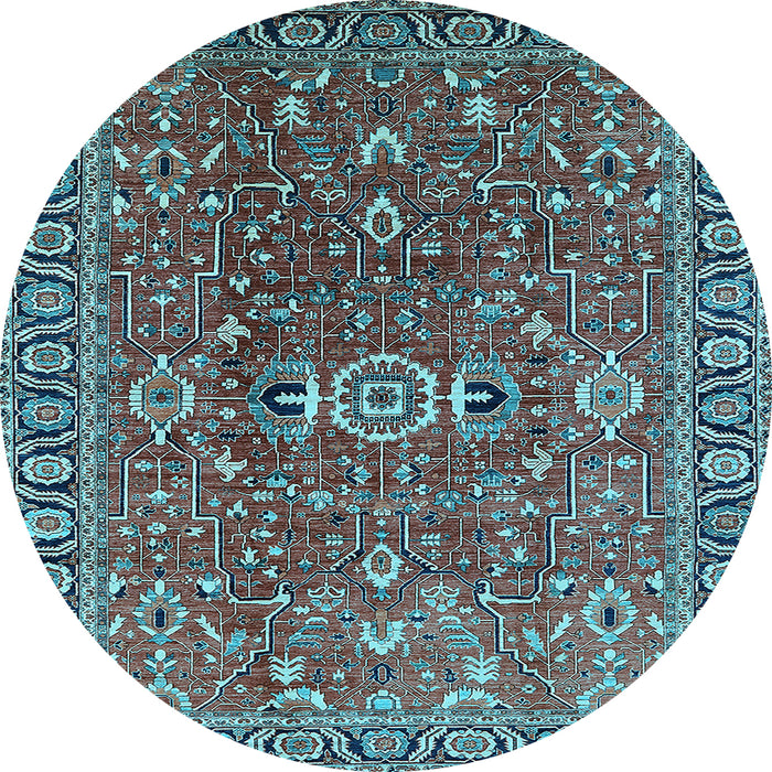 Round Oriental Light Blue Traditional Rug, urb1369lblu
