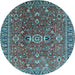 Round Oriental Light Blue Traditional Rug, urb1369lblu