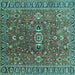 Square Machine Washable Oriental Turquoise Traditional Area Rugs, wshurb1369turq