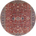 Round Machine Washable Industrial Modern Camel Brown Rug, wshurb1369