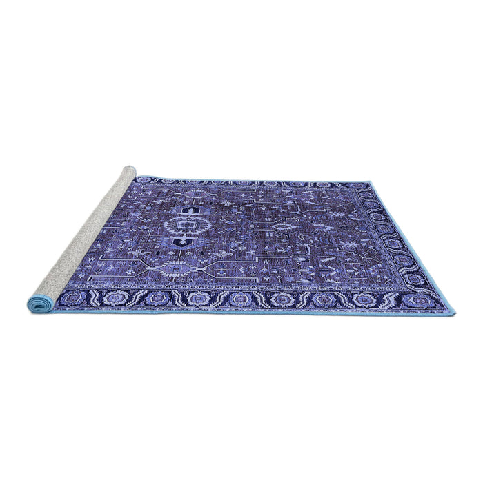 Sideview of Machine Washable Oriental Blue Traditional Rug, wshurb1369blu