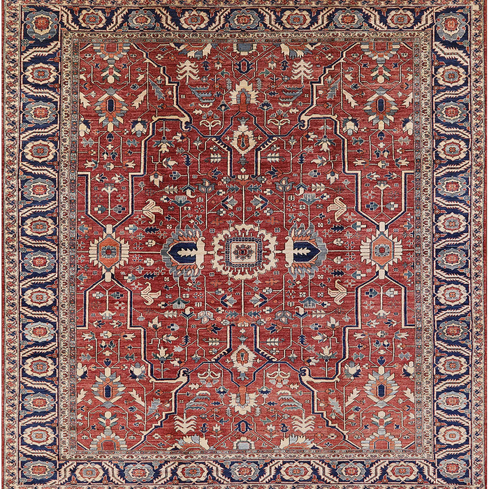 Square Mid-Century Modern Camel Brown Oriental Rug, urb1369