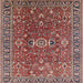 Square Mid-Century Modern Camel Brown Oriental Rug, urb1369