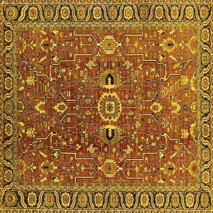 Square Oriental Yellow Traditional Rug, urb1369yw