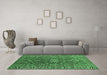 Machine Washable Oriental Emerald Green Traditional Area Rugs in a Living Room,, wshurb1369emgrn