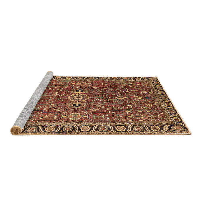 Sideview of Machine Washable Oriental Brown Traditional Rug, wshurb1369brn