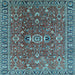 Square Machine Washable Oriental Light Blue Traditional Rug, wshurb1369lblu