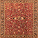 Square Machine Washable Oriental Orange Traditional Area Rugs, wshurb1369org