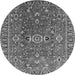 Round Machine Washable Oriental Gray Traditional Rug, wshurb1369gry