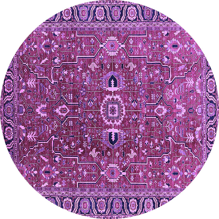 Round Machine Washable Oriental Purple Traditional Area Rugs, wshurb1369pur