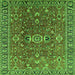 Square Machine Washable Oriental Green Traditional Area Rugs, wshurb1369grn