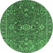 Round Oriental Emerald Green Traditional Rug, urb1369emgrn