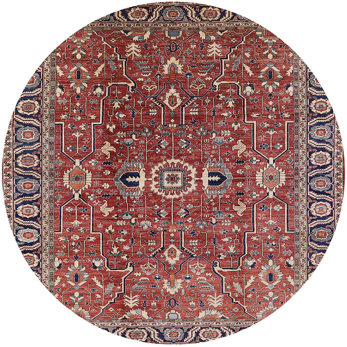 Round Mid-Century Modern Camel Brown Oriental Rug, urb1369