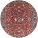 Round Mid-Century Modern Camel Brown Oriental Rug, urb1369