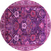 Round Oriental Pink Traditional Rug, urb1370pnk