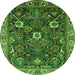 Round Oriental Green Traditional Rug, urb1370grn