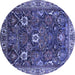 Round Oriental Blue Traditional Rug, urb1370blu