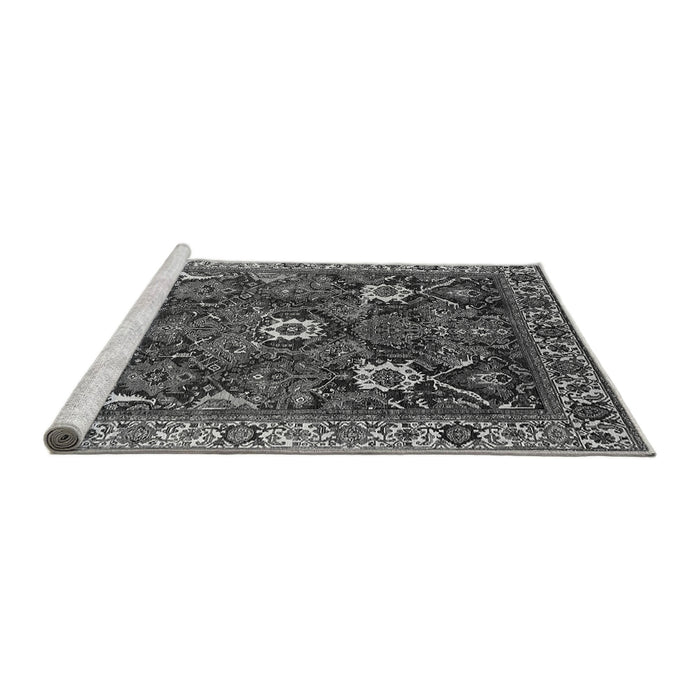 Sideview of Machine Washable Oriental Gray Traditional Rug, wshurb1370gry